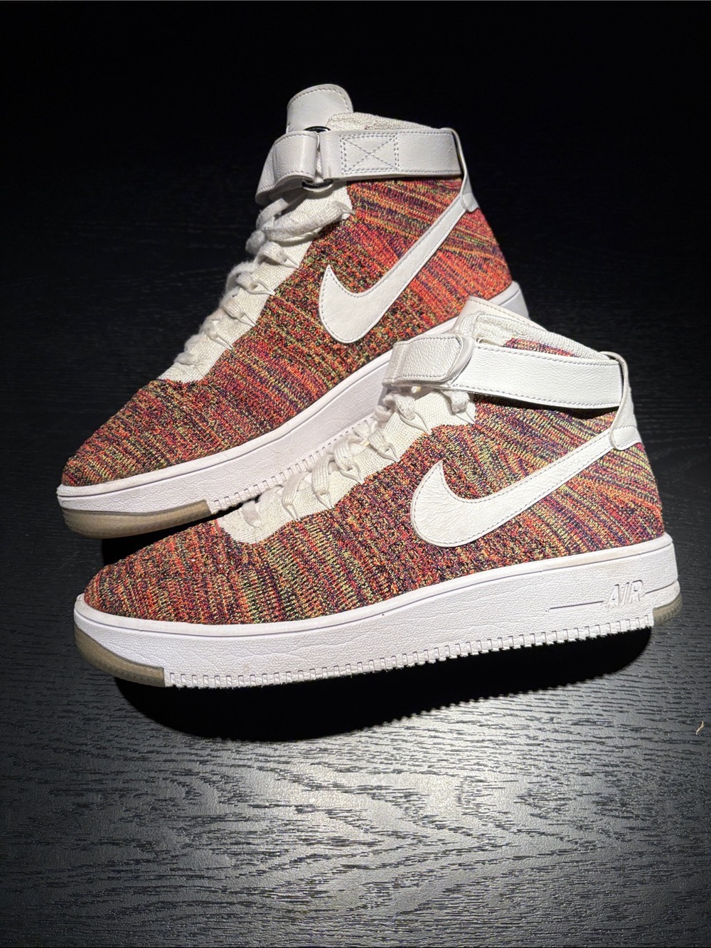 Nike Air Force 1 Men’s  Multicolor Flyknit High-Top Sneakers with White size 11